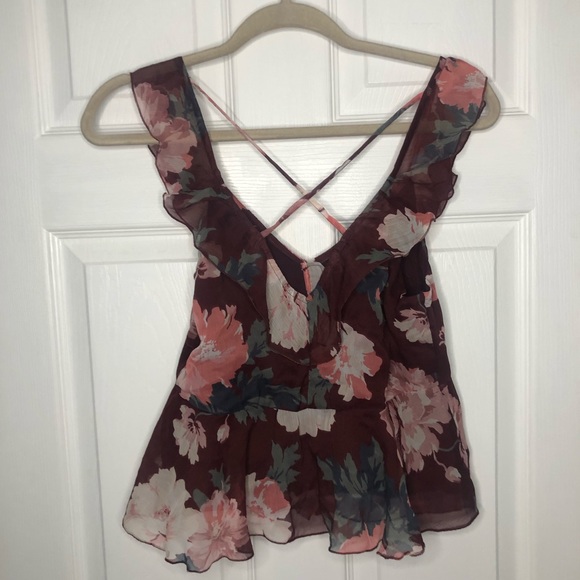 Abercrombie & Fitch Floral Ruffle V-Neck Shell Tank - Picture 9 of 10